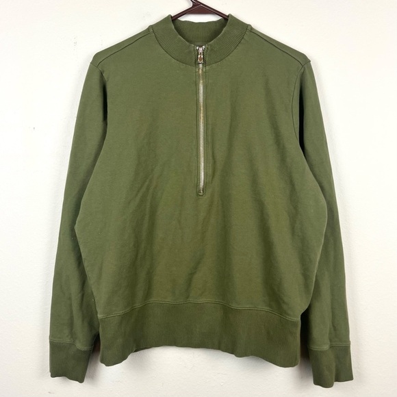 Universal Standard Zoe Half-Zip Olive Green Pullover Sweatshirt - Picture 1 of 4